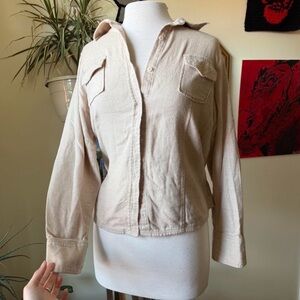 Woolrich Women's Cream Utility Button Up Shirt Jacket